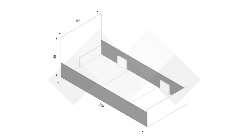 Легло 90/200 Спирит с включен матрак Бонел 90/200 малта с антрацит - изглед 3 - МебелМаг Легло 90/200 Спирит с включен матрак Бонел 90/200 малта с антрацит - изглед 3