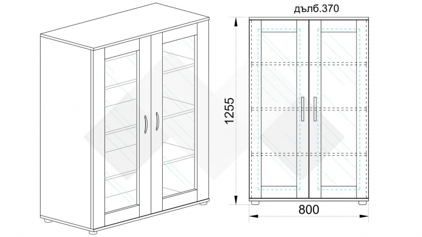 Витрина Лизи сонома арвен - изглед 2 - МебелМаг Витрина Лизи сонома арвен - изглед 2