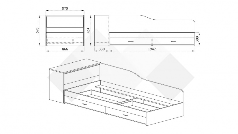Мини приста с ракла 82/190 Мока с лате мока с лате - изглед 4 - МебелМаг Мини приста с ракла 82/190 Мока с лате мока с лате - изглед 4
