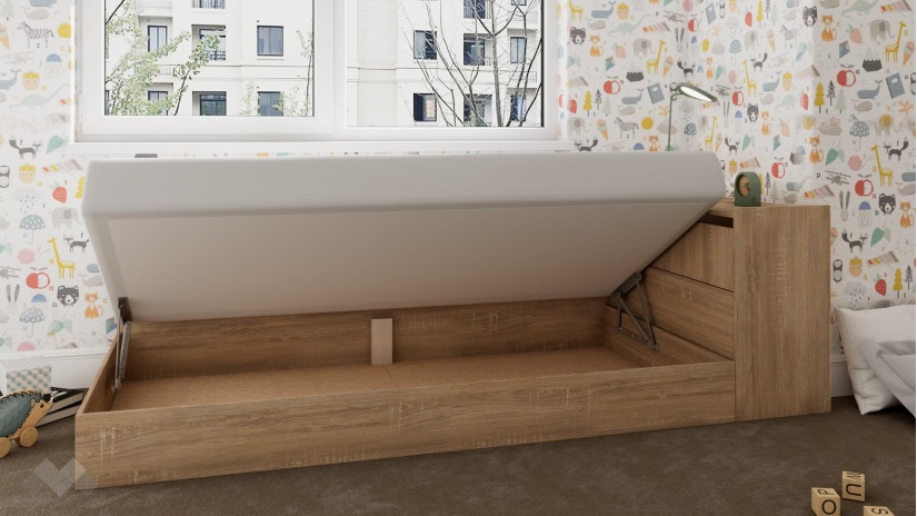 Мини приста с ракла 82/190 Арго с включен матрак Бонел 82/190 дъб сонома - изглед 2