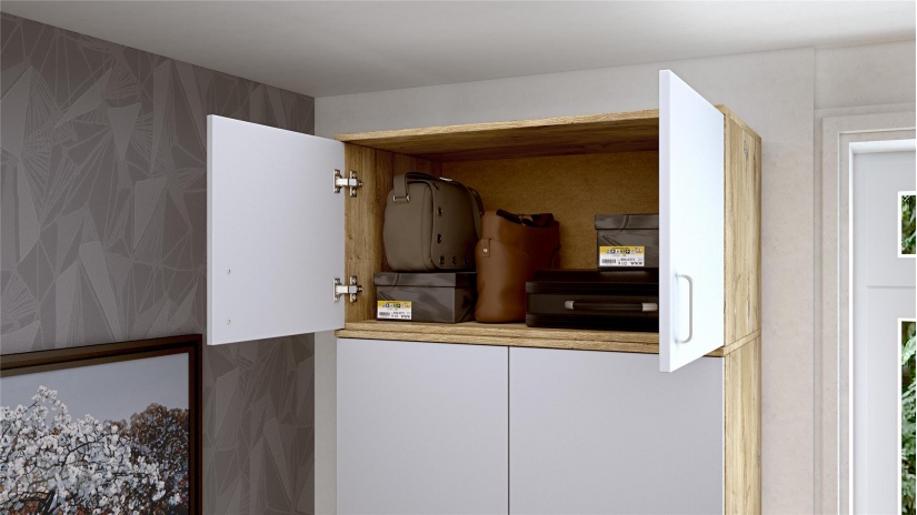 Надстройка за двукрилен гардероб Селтик келтски дъб със светло сиво - изглед 2 - МебелМаг Надстройка за двукрилен гардероб Селтик келтски дъб със светло сиво - изглед 2