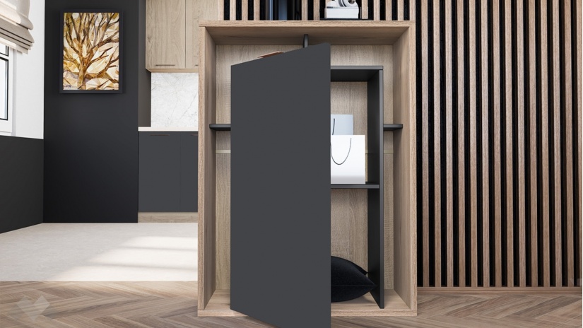 Нисък шкаф Фамо сонома арвен с графит и карбон мат - изглед 2