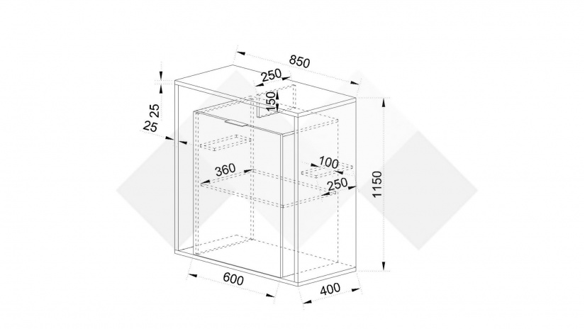Нисък шкаф Фамо сонома арвен с графит и карбон мат - изглед 5