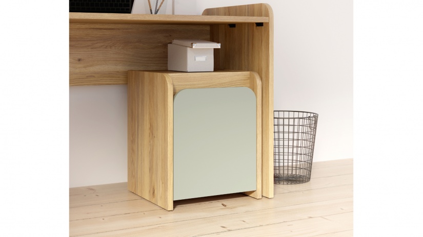 Нощен шкаф Холис дъб маувела с олив - изглед 1