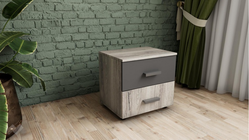 Нощен шкаф Оптима малта с антрацит - изглед 1