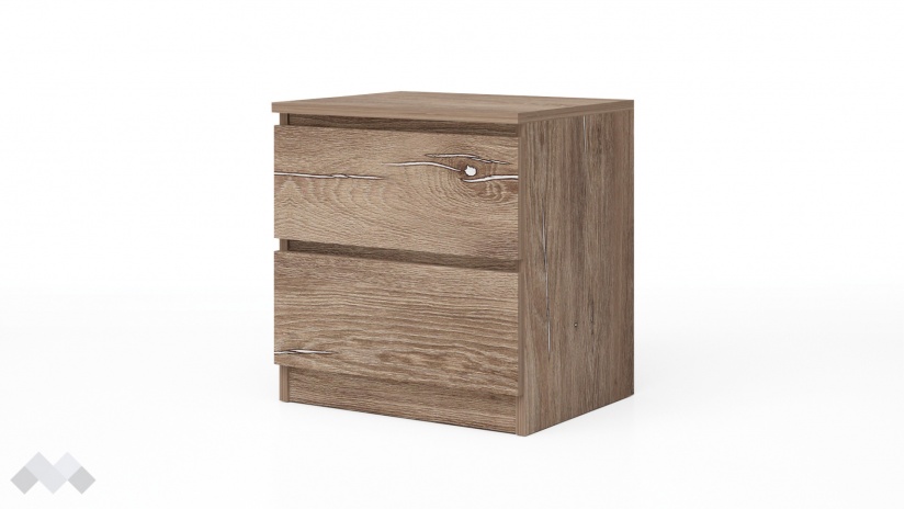 Нощен шкаф Борей браун силвърджак - изглед 1 - МебелМаг Нощен шкаф Борей браун силвърджак - изглед 1