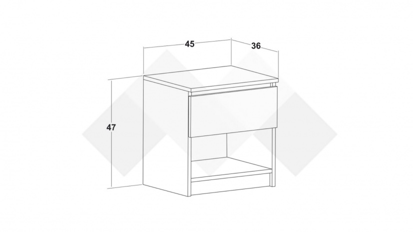 Нощен шкаф Борей дъб вотан светъл с антрацит - изглед 2