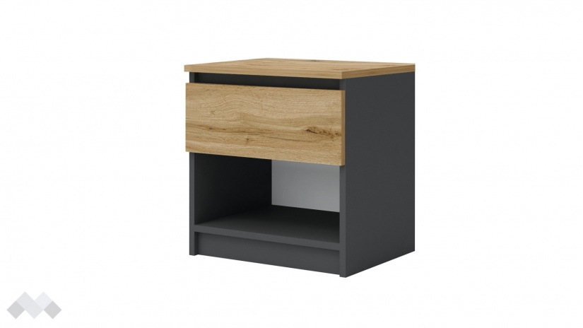 Нощен шкаф Борей дъб вотан светъл с антрацит - изглед 1