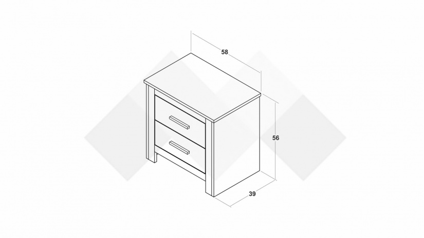 Нощен шкаф Силва дъб кадис с бяло гладко - изглед 2 - МебелМаг Нощен шкаф Силва дъб кадис с бяло гладко - изглед 2
