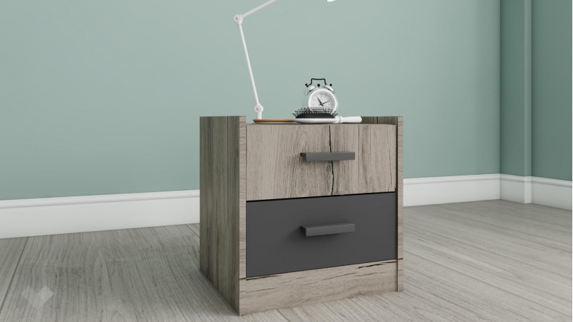 Нощен шкаф Спирит малта с антрацит - изглед 1 - МебелМаг Нощен шкаф Спирит малта с антрацит - изглед 1
