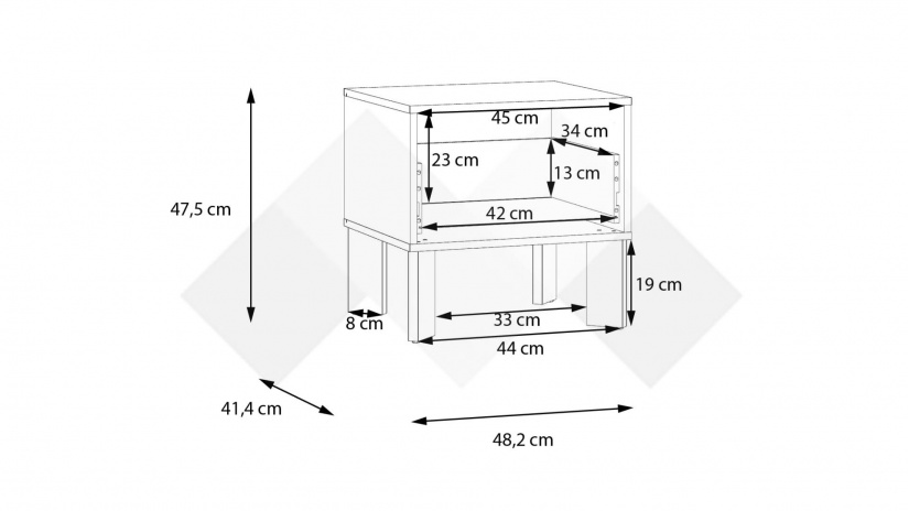 Нощно шкафче Тахо олив - изглед 7