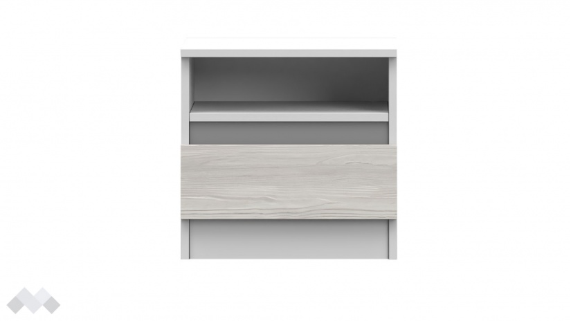 Нощно шкафче Хелиос дъб стокхолм със сиво и бяло гладко - изглед 2