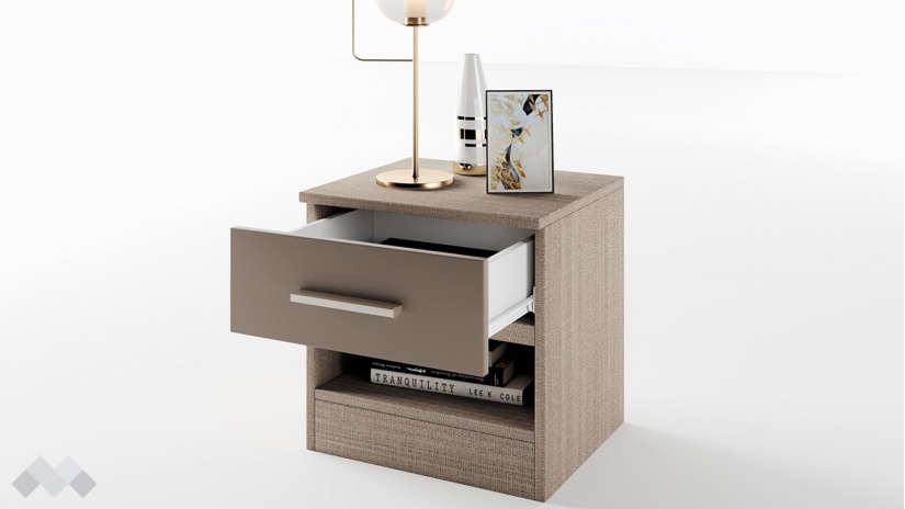 Нощен шкаф Кери мока с лате - изглед 3 - МебелМаг Нощен шкаф Кери мока с лате - изглед 3