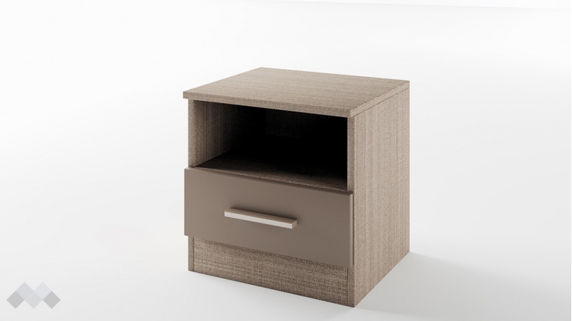 Нощен шкаф Кери мока с лате - изглед 4 - МебелМаг Нощен шкаф Кери мока с лате - изглед 4