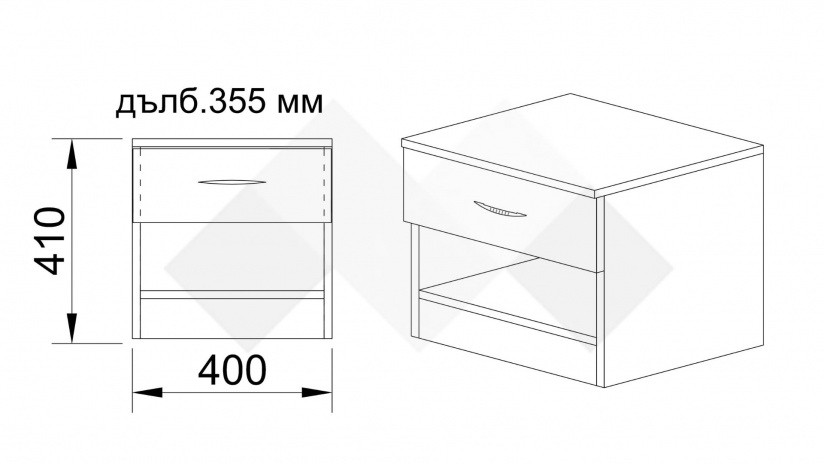 Нощен шкаф Кери тъмна сонома - изглед 3