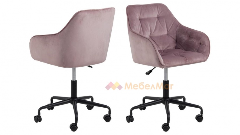 Офис стол Брук розов - изглед 2 - МебелМаг Офис стол Брук розов - изглед 2