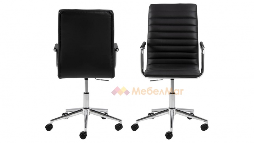 Офис стол Уинслоу черен с хром - изглед 2 - МебелМаг Офис стол Уинслоу черен с хром - изглед 2