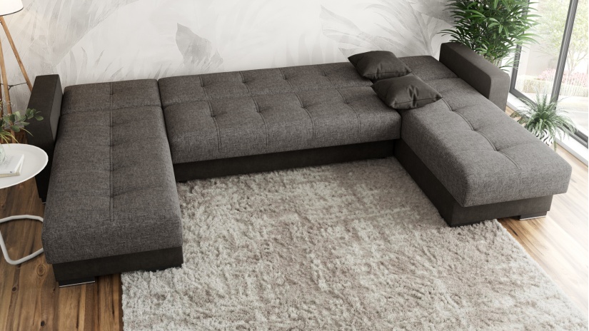 Ъглов диван Барселона универсален ъгъл сив с черно - изглед 4 - МебелМаг Ъглов диван Барселона универсален ъгъл сив с черно - изглед 4