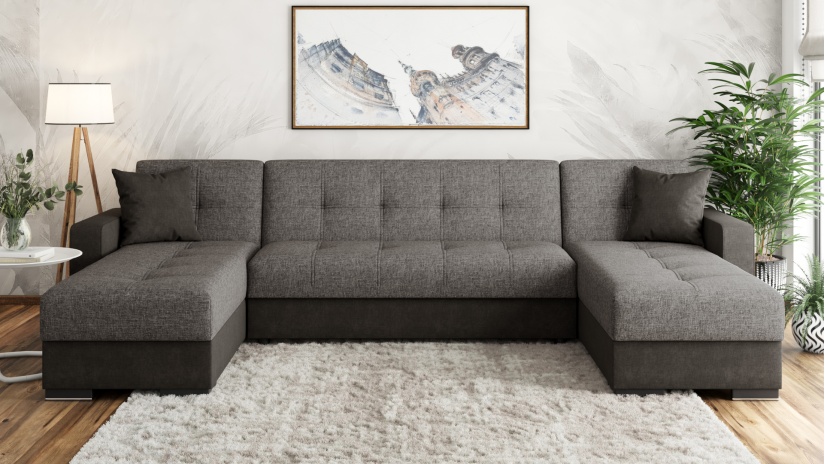 Ъглов диван Барселона универсален ъгъл сив с черно - изглед 2 - МебелМаг Ъглов диван Барселона универсален ъгъл сив с черно - изглед 2