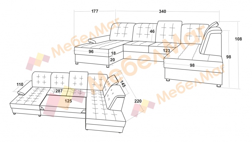Ъглов диван Женева с посока кафяв - изглед 6 - МебелМаг Ъглов диван Женева с посока кафяв - изглед 6