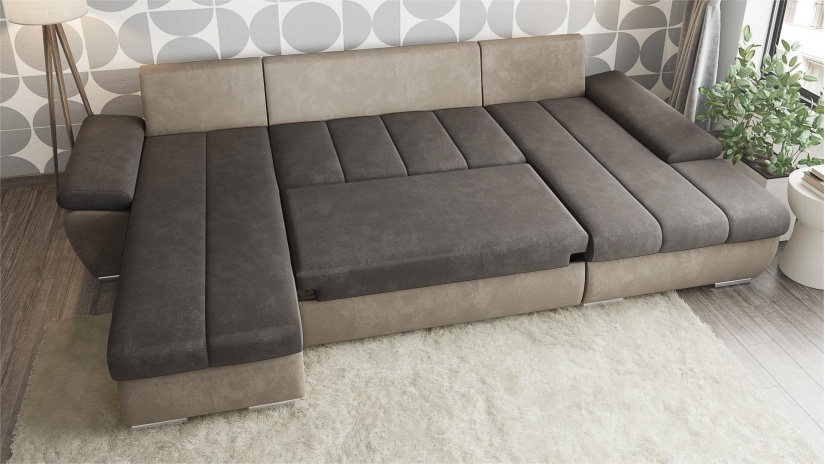 П-образен диван Савона с посока кафяв със светло кафяво - изглед 4