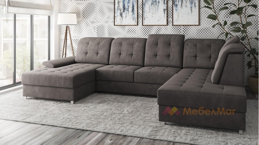 Ъглов диван Женева с посока кафяв - изглед 2 - МебелМаг Ъглов диван Женева с посока кафяв - изглед 2