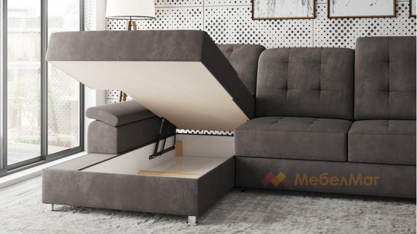 Ъглов диван Женева с посока кафяв - изглед 4 - МебелМаг Ъглов диван Женева с посока кафяв - изглед 4