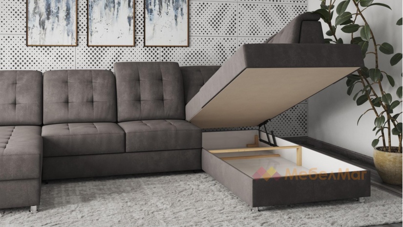 Ъглов диван Женева с посока кафяв - изглед 3 - МебелМаг Ъглов диван Женева с посока кафяв - изглед 3