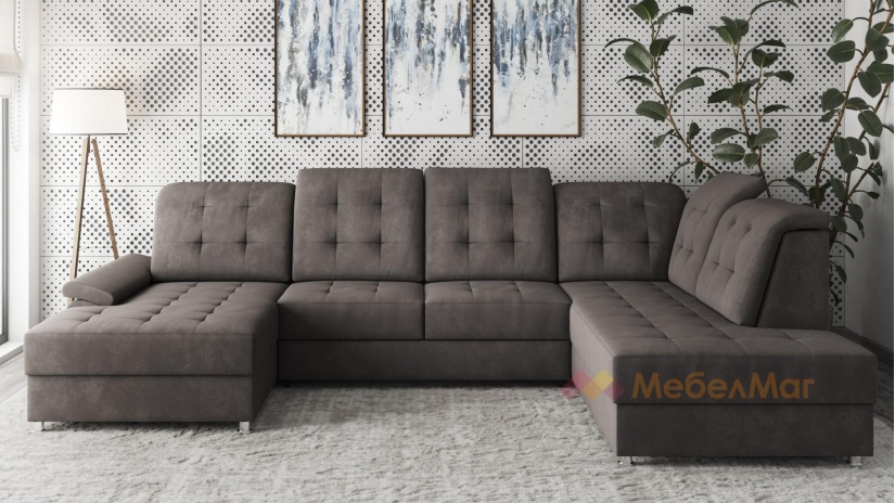 Ъглов диван Женева с посока кафяв - изглед 1 - МебелМаг Ъглов диван Женева с посока кафяв - изглед 1