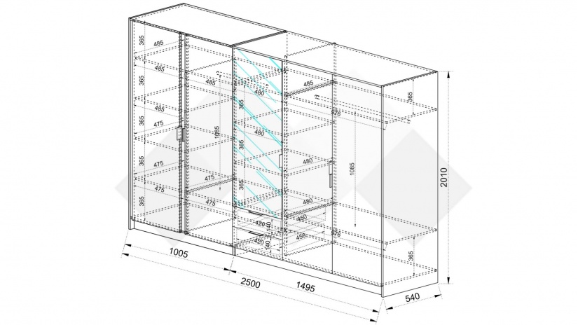 Гардероб Кашмир петкрилни кашмир - изглед 4 - МебелМаг Гардероб Кашмир петкрилни кашмир - изглед 4