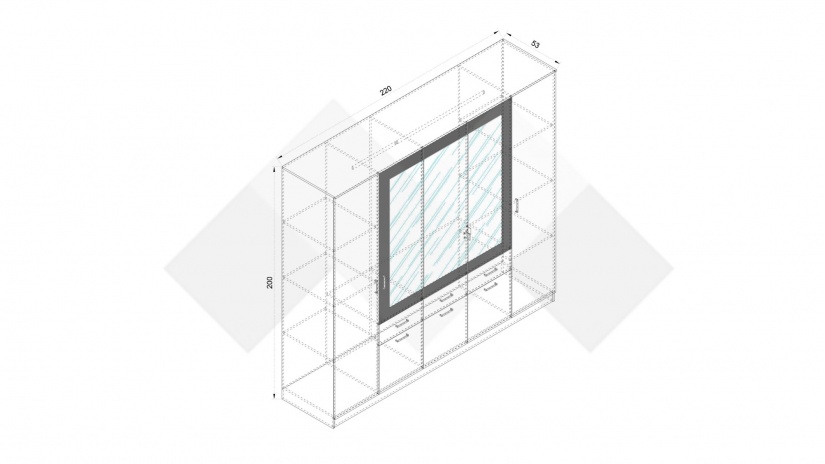 Гардероб Прайд петкрилни бял гланц с малта - изглед 3 - МебелМаг Гардероб Прайд петкрилни бял гланц с малта - изглед 3