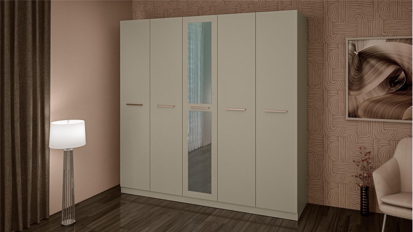 Гардероб Ривас петкрилни дафне - изглед 1 - МебелМаг Гардероб Ривас петкрилни дафне - изглед 1