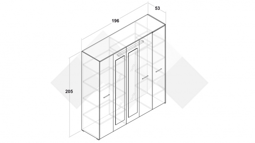 Гардероб Вангард петкрилни артизан с бяло - изглед 3 - МебелМаг Гардероб Вангард петкрилни артизан с бяло - изглед 3