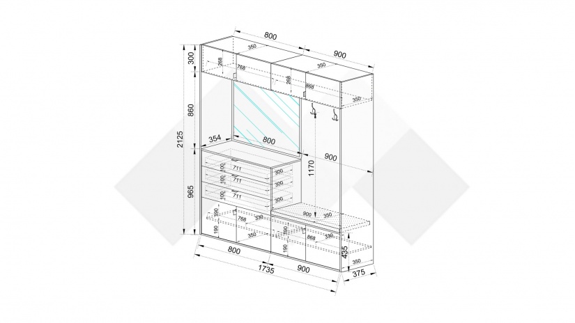 Портманто Хармония дъб гардън с кашмир - изглед 7 - МебелМаг Портманто Хармония дъб гардън с кашмир - изглед 7