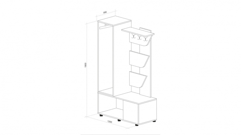 Портманто Сигма винтидж с дъб крафт бял - изглед 2 - МебелМаг Портманто Сигма винтидж с дъб крафт бял - изглед 2