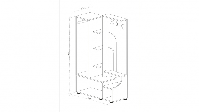 Портманто Сохо сохо с босфор - изглед 2 - МебелМаг Портманто Сохо сохо с босфор - изглед 2
