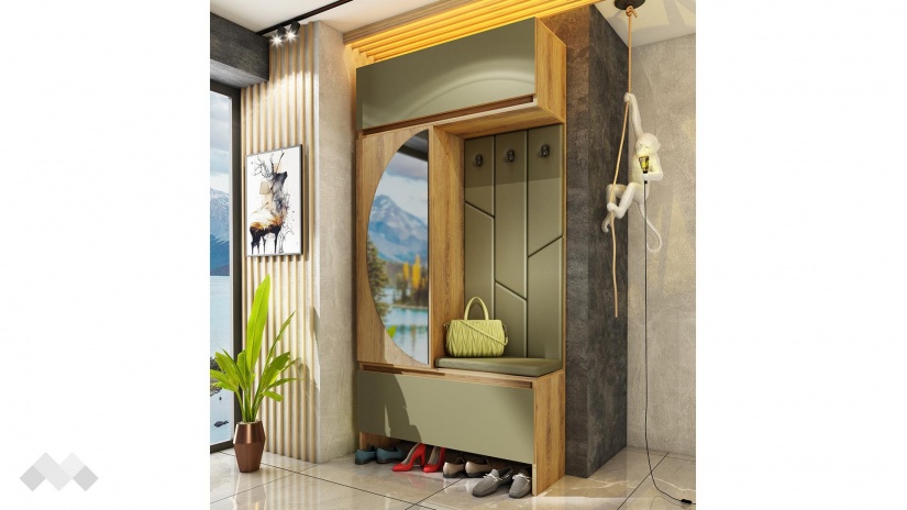 Портманто Торо дъб евок с маслина - изглед 2 - МебелМаг Портманто Торо дъб евок с маслина - изглед 2