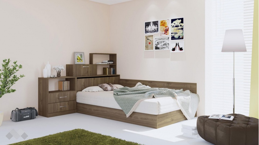 Приста с ракла 120/190 Дарси орех адмирал - изглед 2 - МебелМаг Приста с ракла 120/190 Дарси орех адмирал - изглед 2