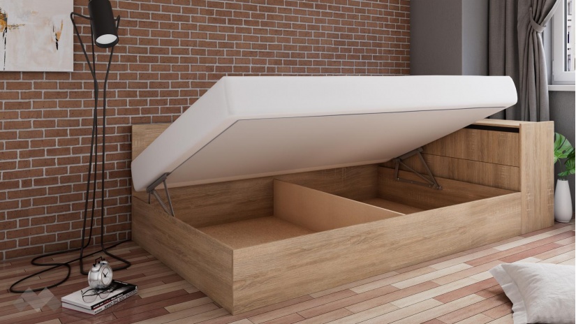 Приста с ракла 120/190 Арго с включен матрак Бонел 120/190 дъб сонома - изглед 2 - МебелМаг Приста с ракла 120/190 Арго с включен матрак Бонел 120/190 дъб сонома - изглед 2