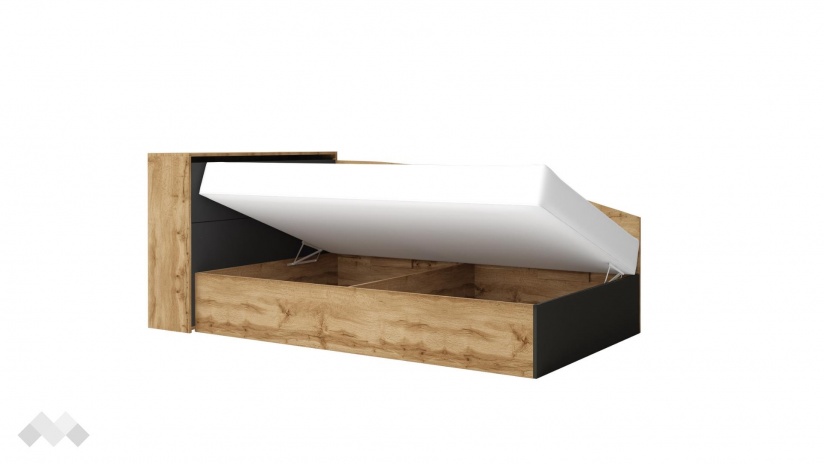 Приста с ракла 120/190 Борей с включен матрак Бонел 120/190 дъб вотан светъл с антрацит - изглед 2 - МебелМаг Приста с ракла 120/190 Борей с включен матрак Бонел 120/190 дъб вотан светъл с антрацит - изглед 2