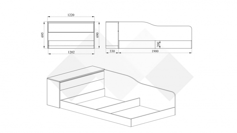 Приста с ракла 120/190 Кристи мока с лате - изглед 5 - МебелМаг Приста с ракла 120/190 Кристи мока с лате - изглед 5