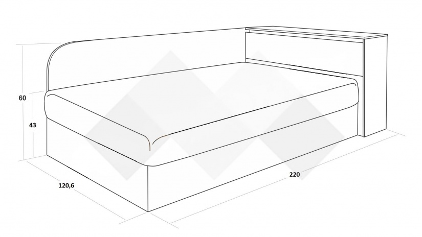 Приста с ракла 120/190 №1 с включен матрак Бонел 120/190 дъб антик - изглед 3 - МебелМаг Приста с ракла 120/190 №1 с включен матрак Бонел 120/190 дъб антик - изглед 3
