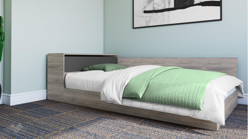 Приста с ракла 120/190 Спирит с включен матрак Бонел 120/190 малта с антрацит - изглед 1 - МебелМаг Приста с ракла 120/190 Спирит с включен матрак Бонел 120/190 малта с антрацит - изглед 1