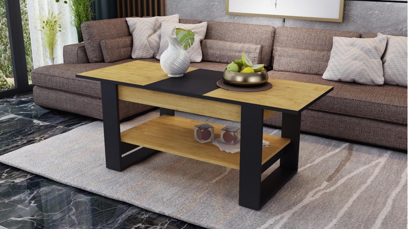 Холна маса Денвър разтегателна златен дъб с черно - изглед 3