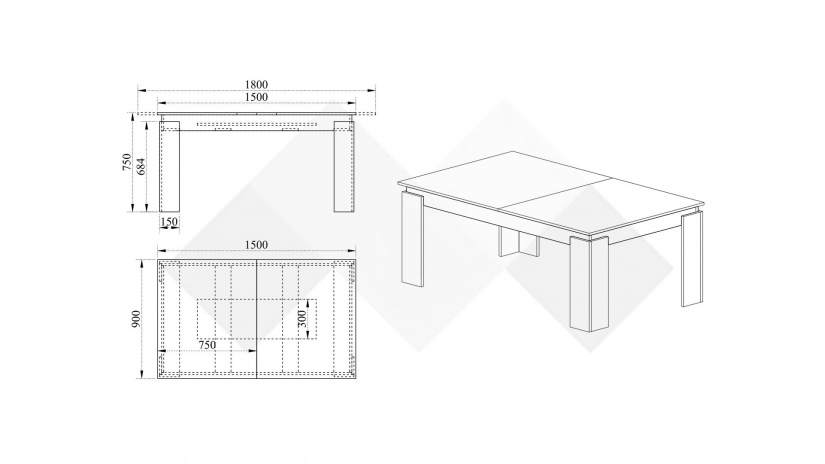 Трапезна маса Тампа разтегателни тъмна сонома - изглед 3 - МебелМаг Трапезна маса Тампа разтегателни тъмна сонома - изглед 3