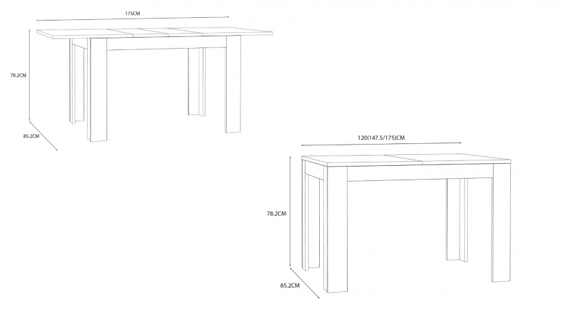 Трапезна маса Киларни разтегателни дъб маувела - изглед 6 - МебелМаг Трапезна маса Киларни разтегателни дъб маувела - изглед 6