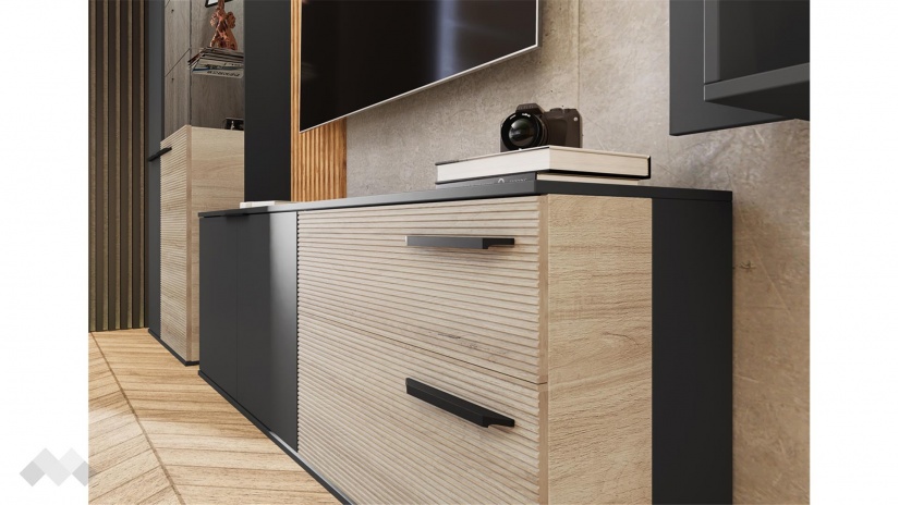 Секция Амрен модулни сонома арвен с графит - изглед 2 - МебелМаг Секция Амрен модулни сонома арвен с графит - изглед 2