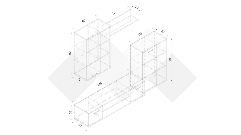 Секция Арго модулни бял фладер - изглед 3 - МебелМаг Секция Арго модулни бял фладер - изглед 3