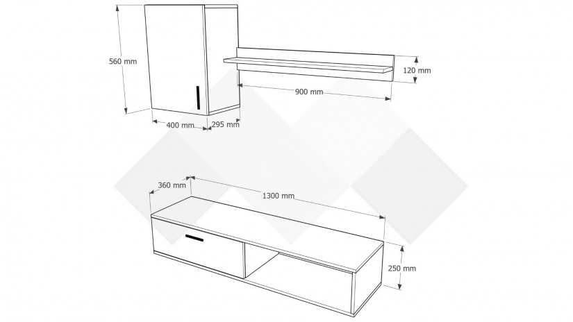 Секция Гибсън модулни дъб сонома - изглед 3 - МебелМаг Секция Гибсън модулни дъб сонома - изглед 3