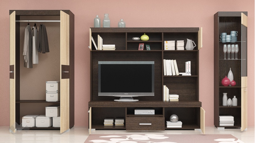 Секция Прага с гардероб дъб сонома с венге - изглед 2